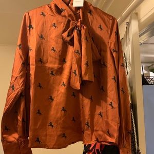 Forever 21 horse print satin blouse
